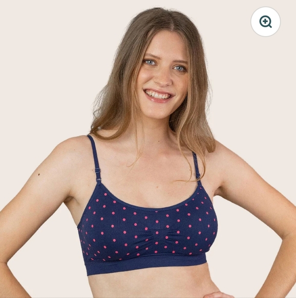 NEW COOBIE Bras Style 9012 One Size and Full Size Navy Pink Polka Dot - Picture 1 of 11